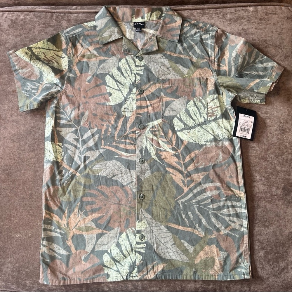 Art Class Boy's Tropical Leaf Print Shirt